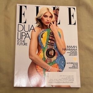 Elle Magazine Cover Featuring Dua Lipa in Multicolor Sequin Dress